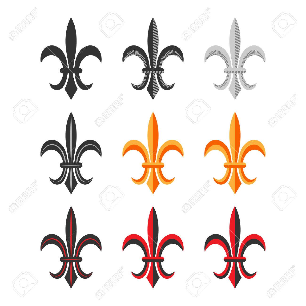 1300x1300 Fleur De Lis Royal Symbol Set. Vector Royalty Free Cliparts