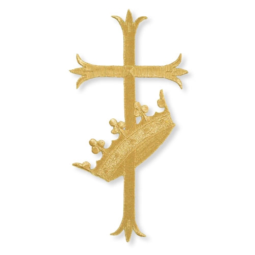 500x500 6 Fleur De Lis Cross With Crown Embroidered Applique