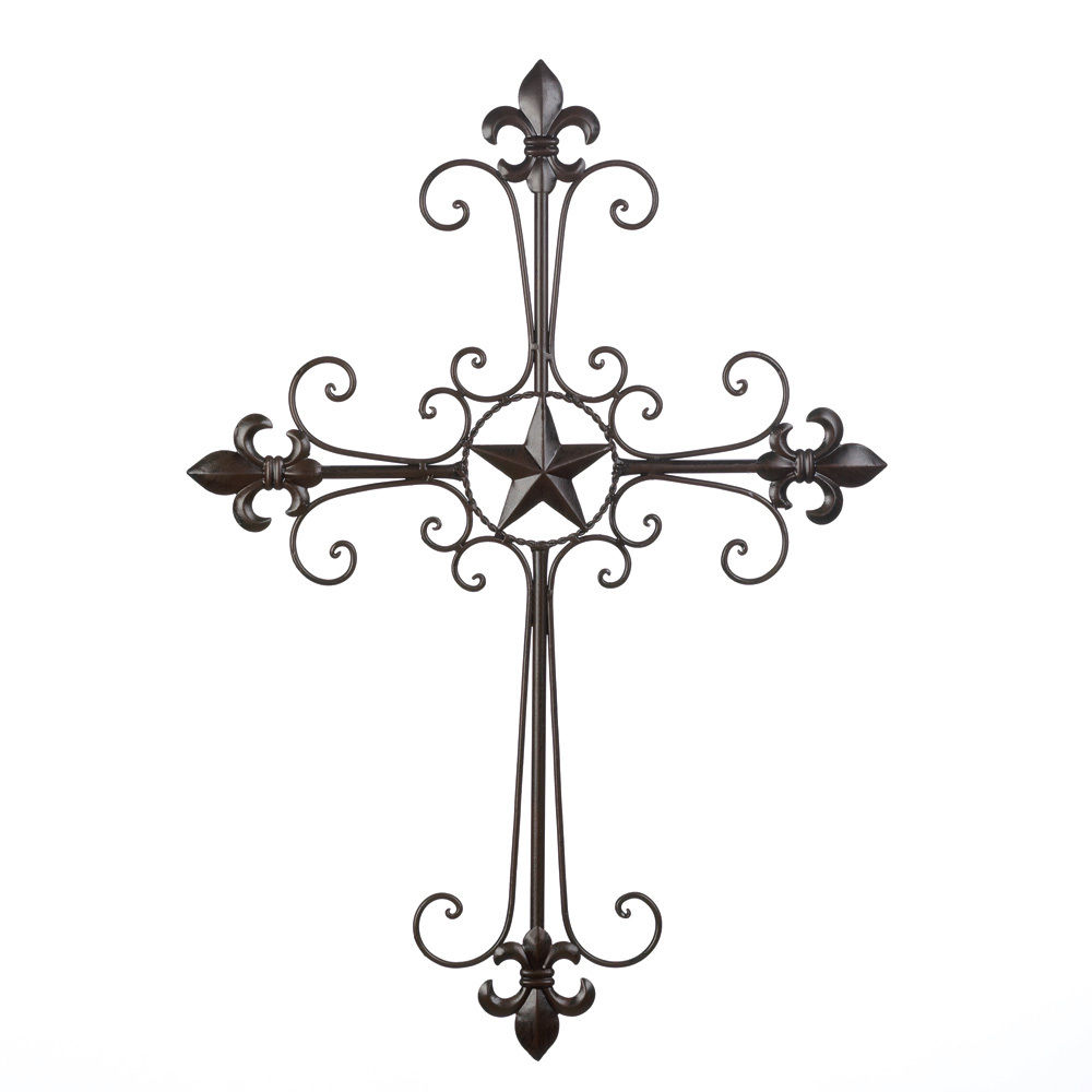 1000x1000 Loan Star Fleur De Lis Wrought Iron Cross Spiritual Wall Decor