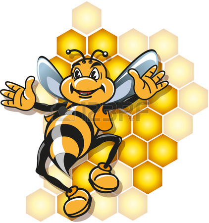 422x450 Honey Bee Mascot Jumping Flew With Cheerful Royalty Free Cliparts