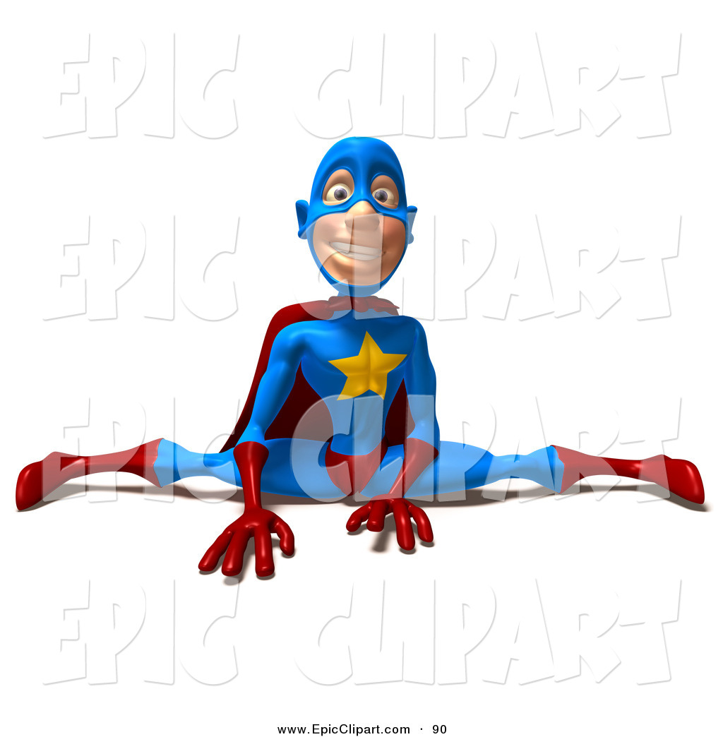 1024x1044 Vector Clip Art Of A Flexible Male 3d Superhero Doing The Splits