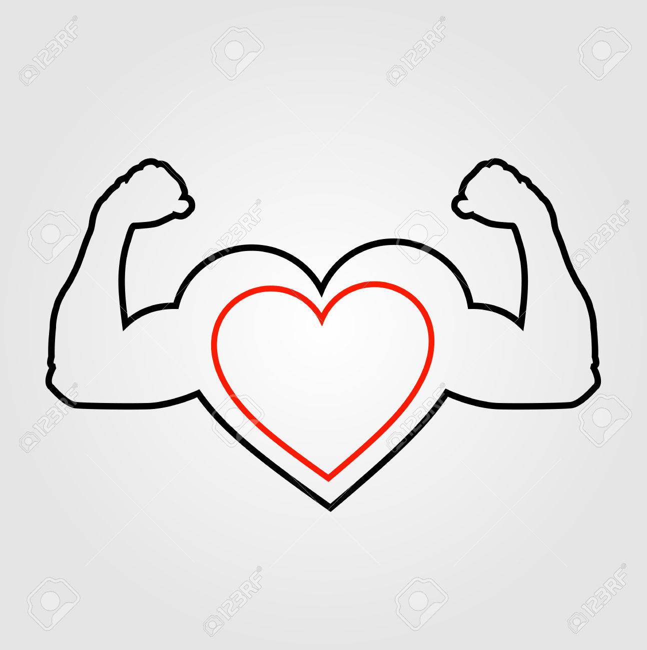 1293x1300 A Heart With Flexing Muscles Healthy Heart Royalty Free Cliparts