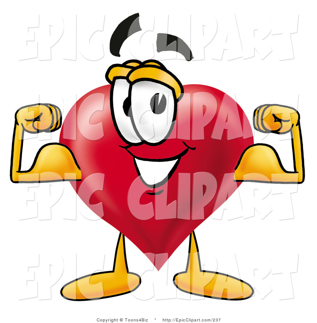 1024x1044 Clip Art Of A Muscular Love Heart Mascot Cartoon Character Flexing