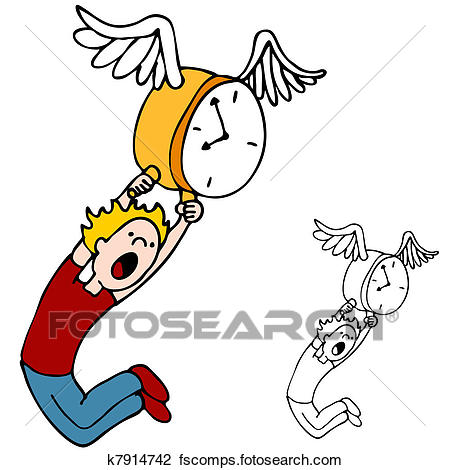 450x470 Clipart Of Time Flies K7914742