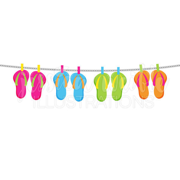600x600 String Of Flip Flops Cute Digital Clipart, Cute Flip Flops Clip