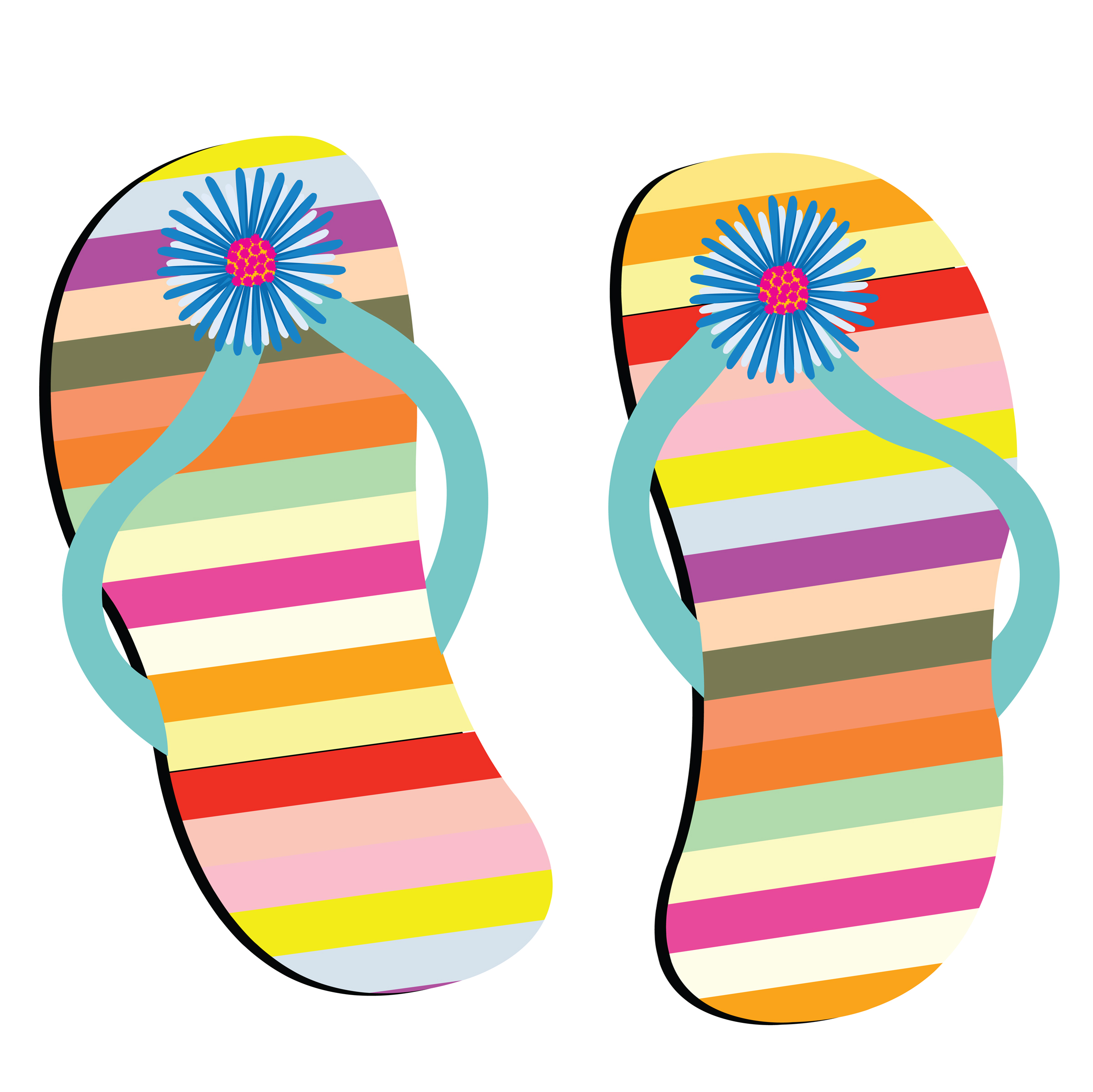 2401x2400 Flip Flops On The Beach Clipart