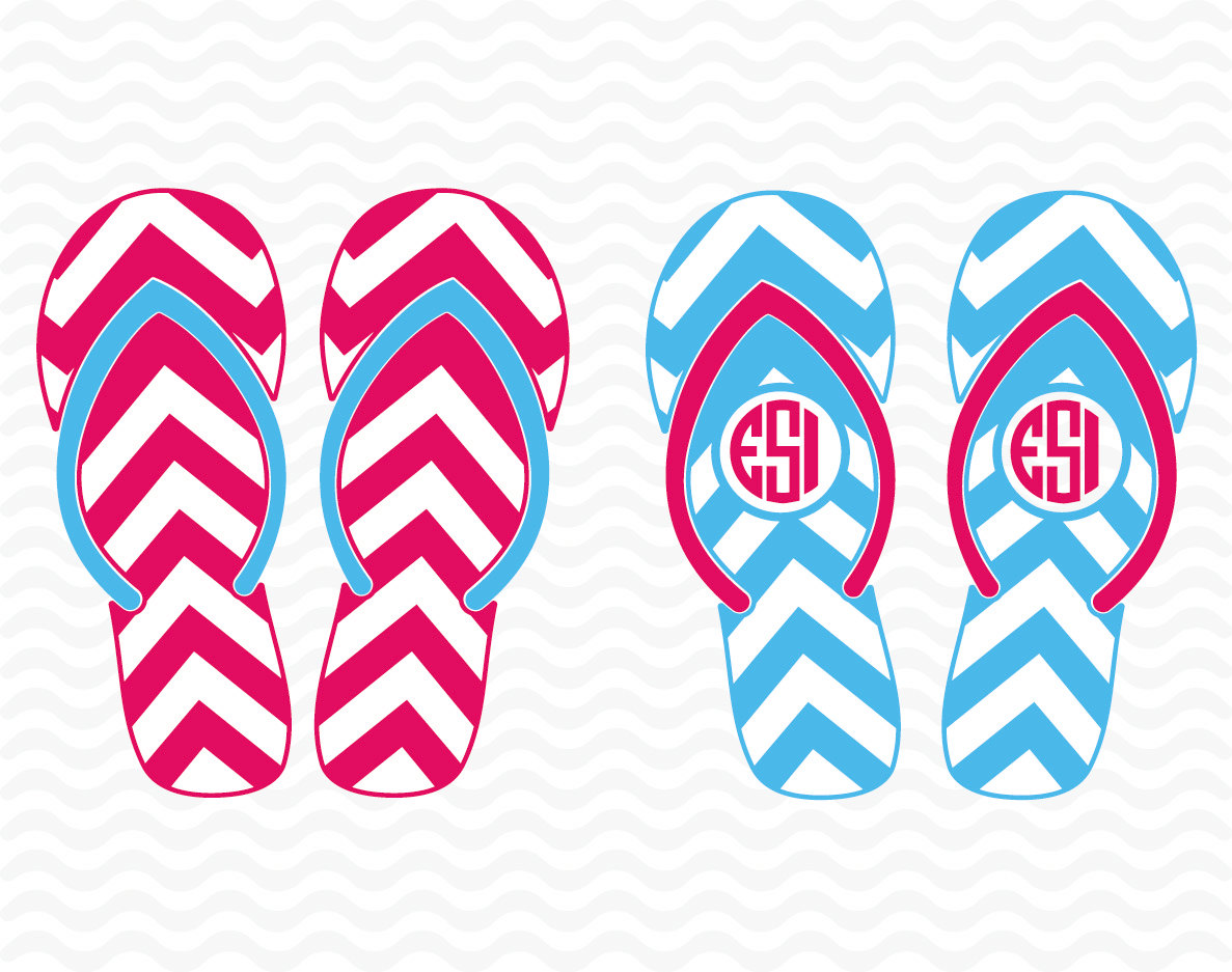 1187x937 Flip Flop Svg, Dxf, Eps, Circle Monogram Frames, Chevron Pattern