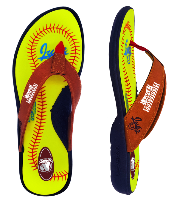 594x673 Mississippi St. Bulldogs Softball Flip Flop