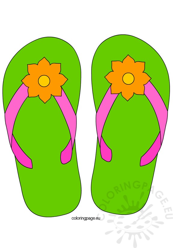 575x822 Flower Flip Flops Coloring Page