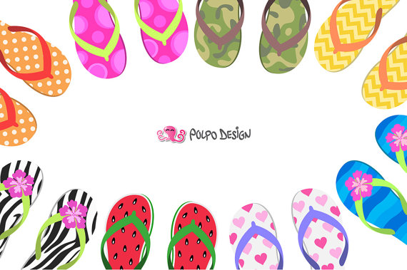 570x379 50 Flip Flops Clipart. Beach Clipart Summer Clipart Digital