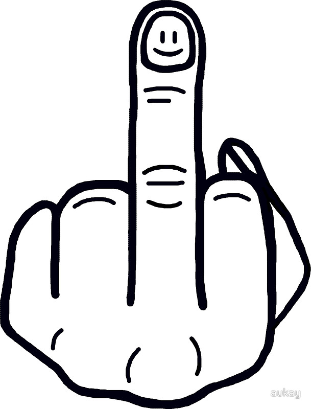 609x800 Funny Middle Finger Black Stickers By Aukay Redbubble