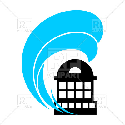 400x400 Flood Building Royalty Free Vector Clip Art Image