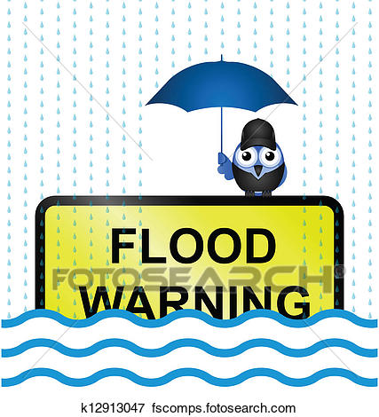 427x470 Clip Art Of Flood Warning Sign K12913047