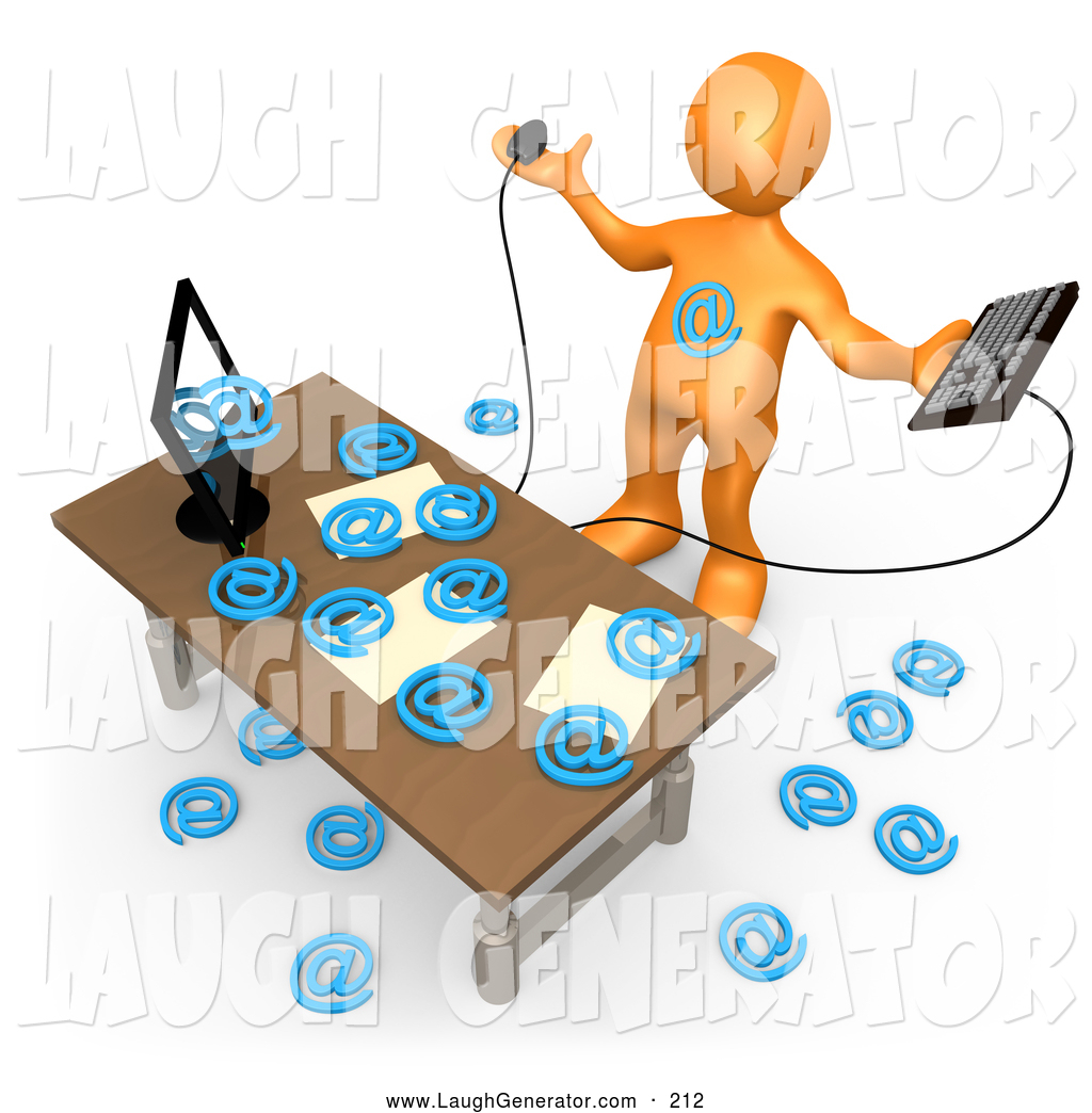 1024x1044 Humorous Clip Art Of A Computer In An Office Flooding Email