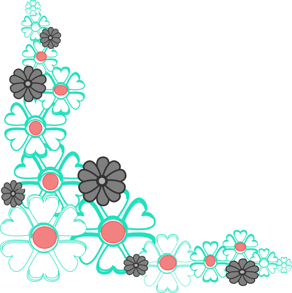 594x596 Floral Corner Clip Art
