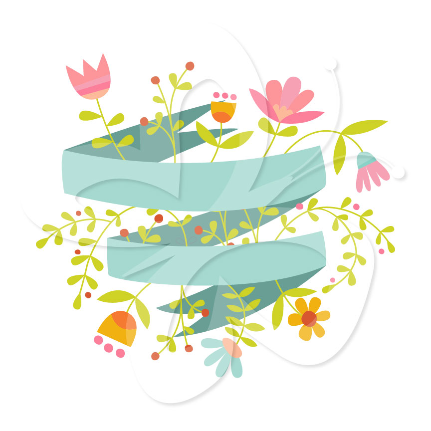 864x864 Floral Banner Clipart