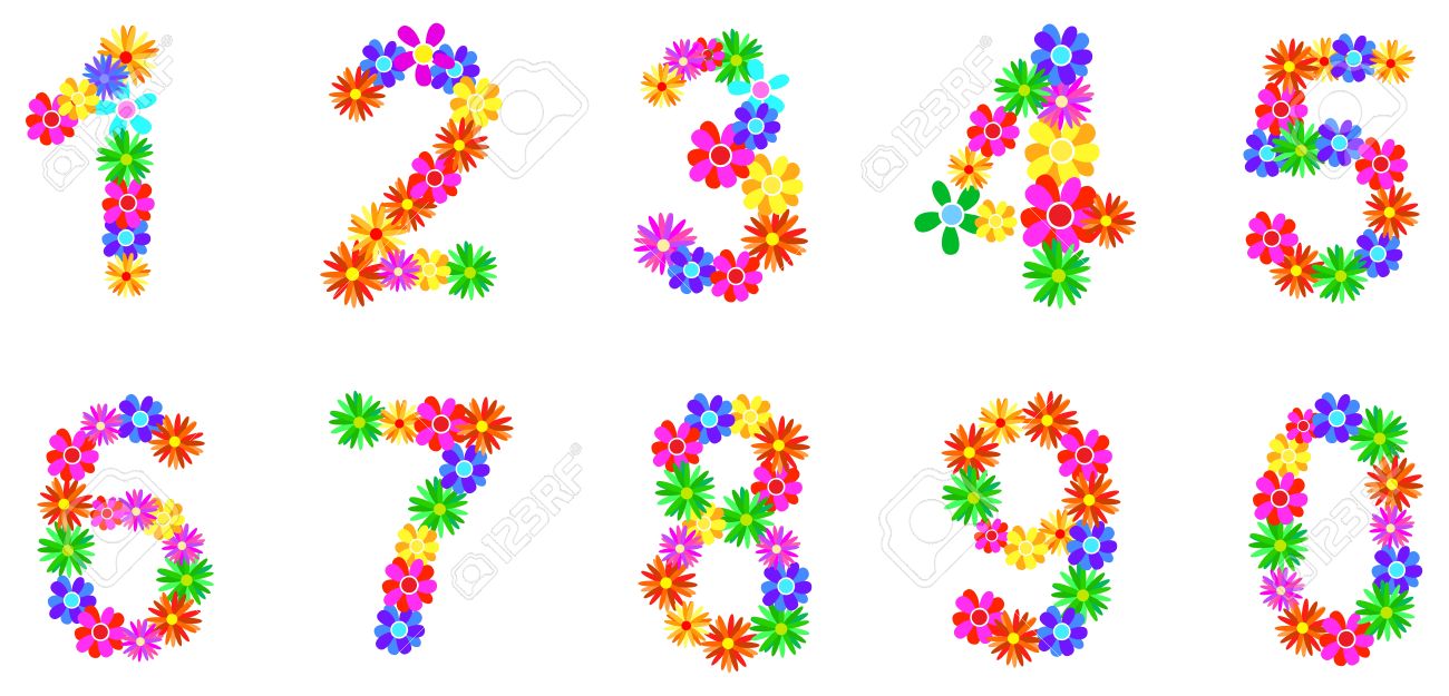 1300x625 Floral Numbers Clipart