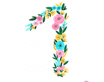 340x270 Floral Numbers Print Watercolor Clipart Number Six Watercolor