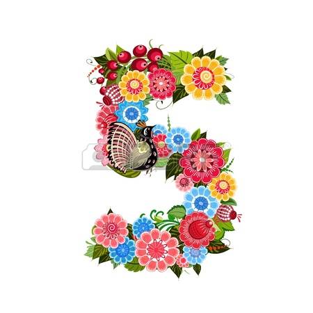 450x450 Floral Numbers Clipart