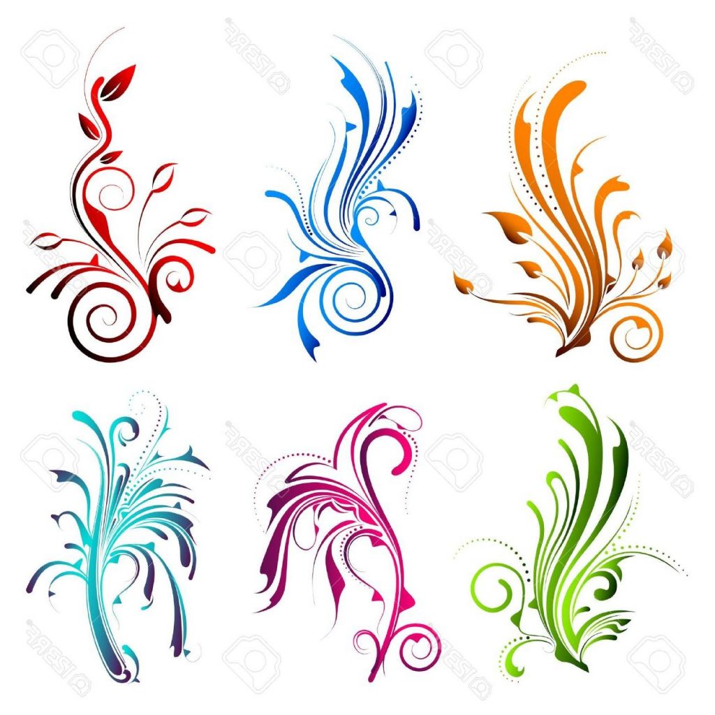 1024x1024 Colorful Floral Swirls Stock Vector Border Flower