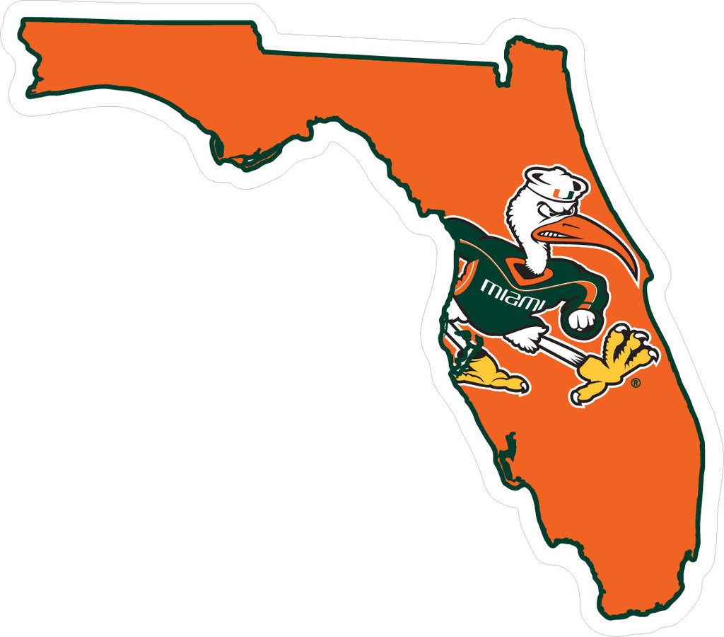 1024x900 Miami Hurricanes Decal State Of Florida With Sebastian Caneswear