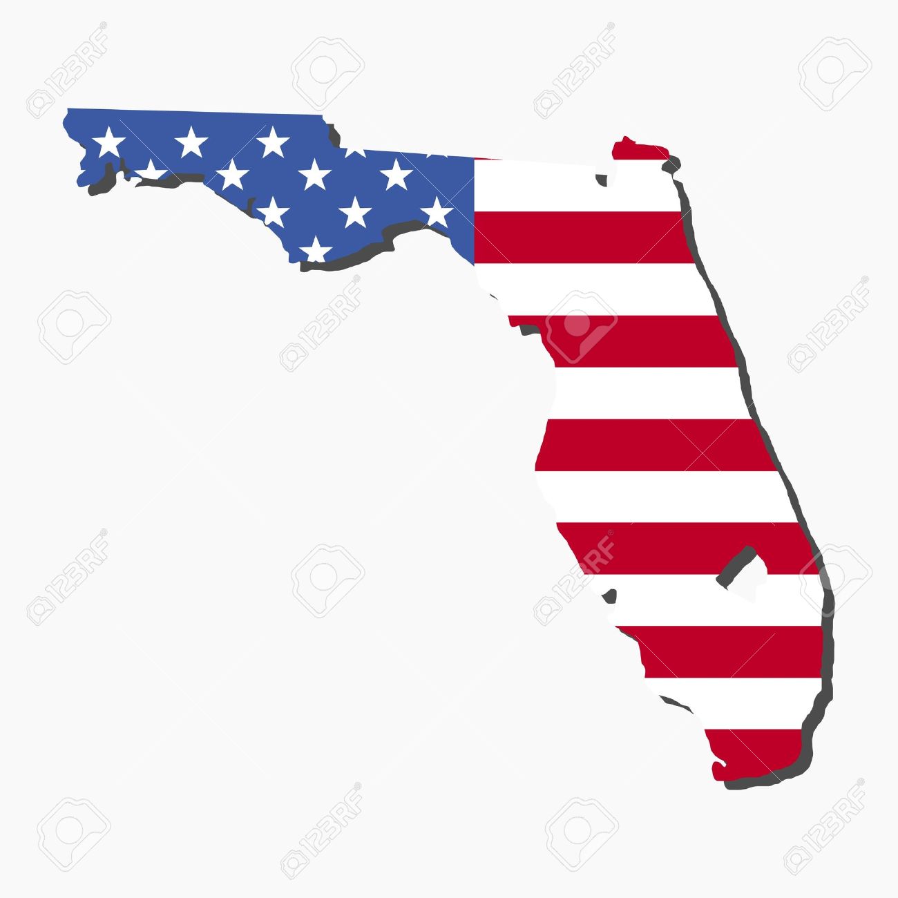 1300x1300 Map Of The State Of Florida And American Flag Illustration Stock