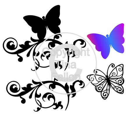 450x398 Layered Butterfly With Single Flourish Florish On Craftsuprint