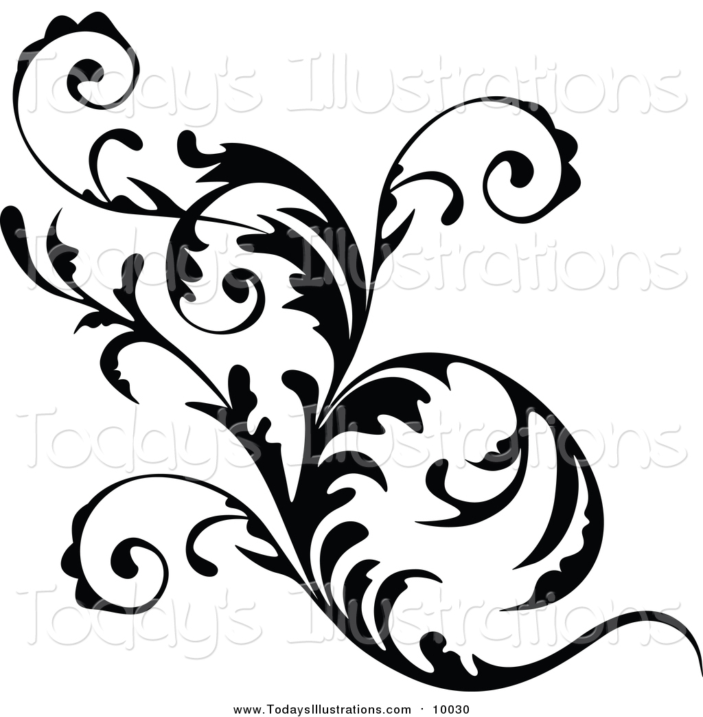 1024x1044 Clipart Of A Black Flourish Design Element By Dero