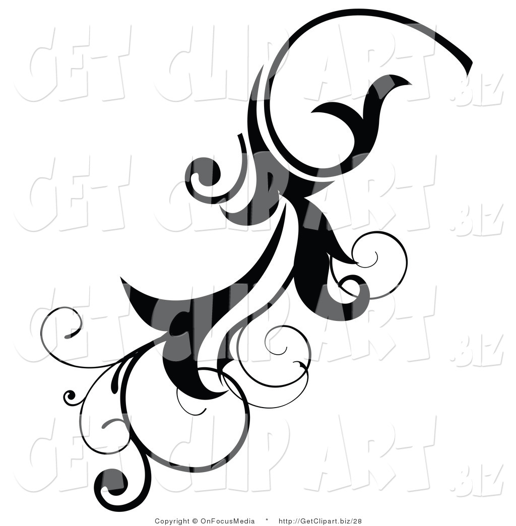 1024x1044 Clip Art Of A Black Scrolling Flourish Design Element By