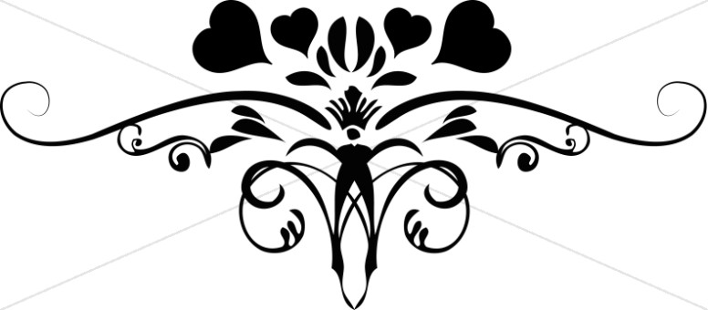 776x340 Ornate Heart Flourish Valentines Day Clipart