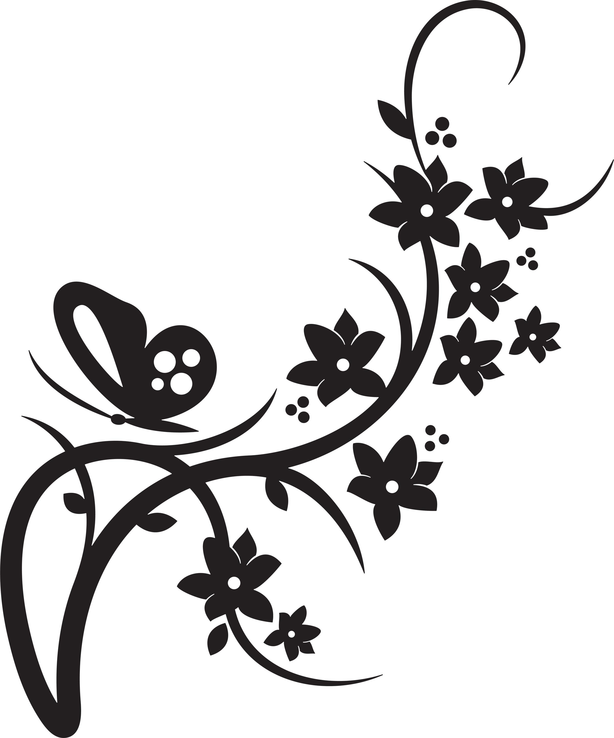 2400x2887 Flower Border Clipart Black And White