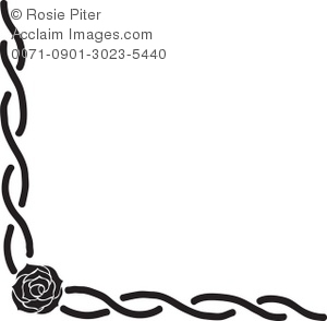 300x294 Rose With Long Stems Intertwined In This Flower Border Silhouette