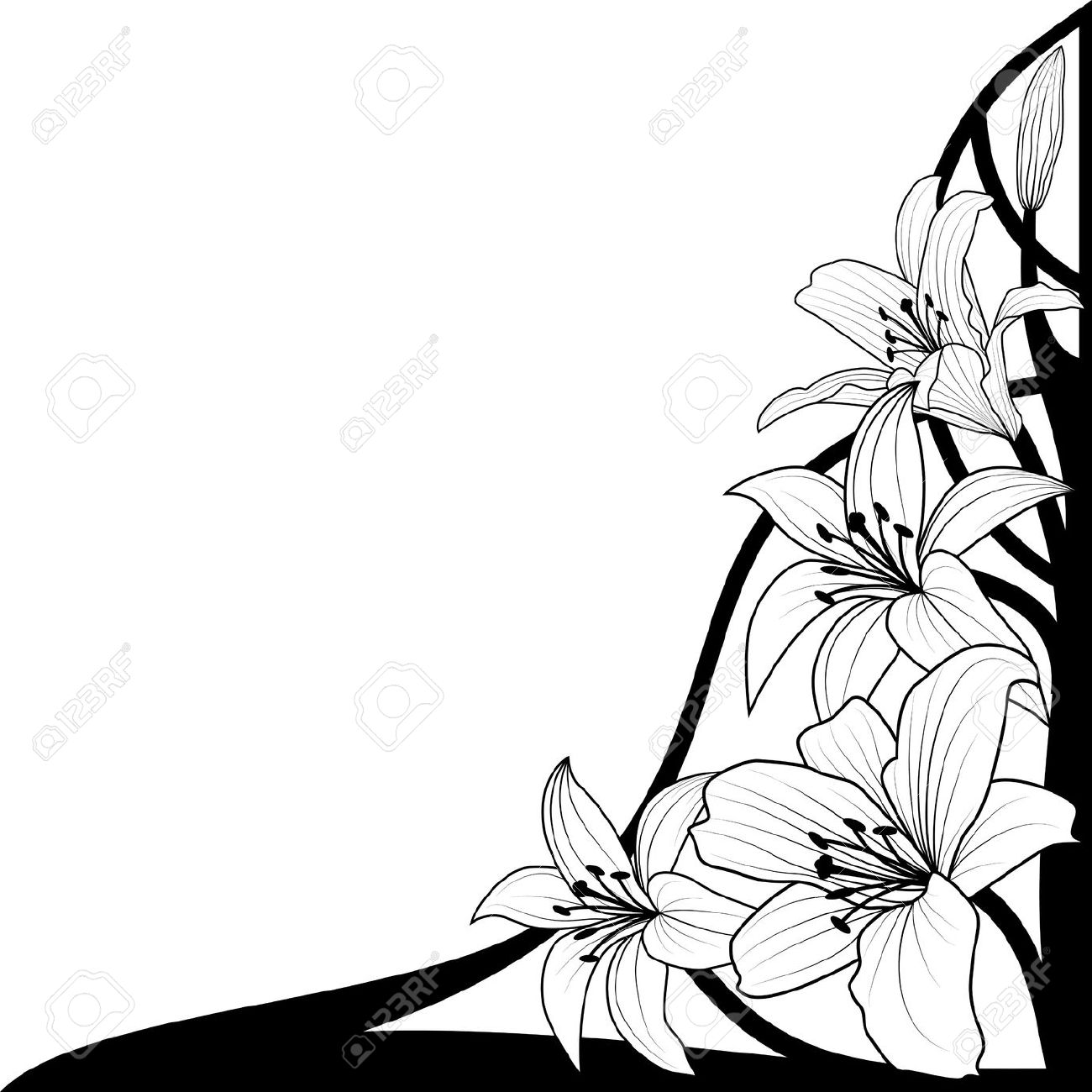 1300x1300 Easter Lily Borders Black And White Happy Easter 2017