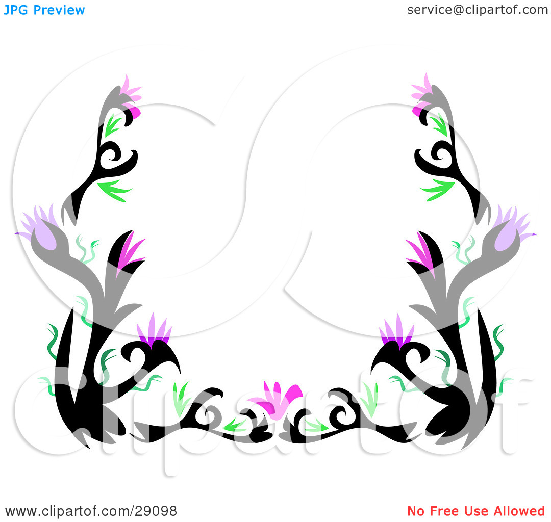 1080x1024 Purple Flower Clipart Dark Purple Border