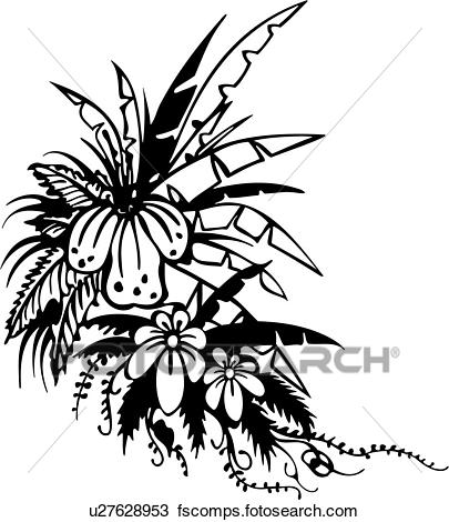 405x470 Clipart Of , Flower, Bouquet, Border, Corner, Ornaments, Tropical