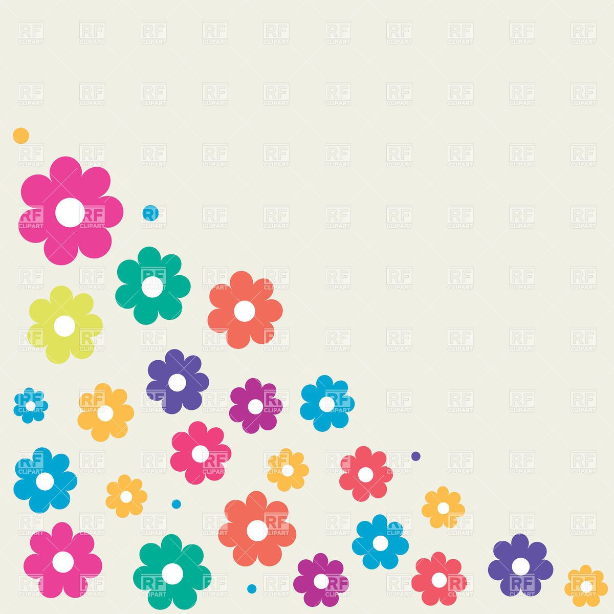 1200x1200 Simple Cartoon Flowers Grouped In A Corner Royalty Free Vector