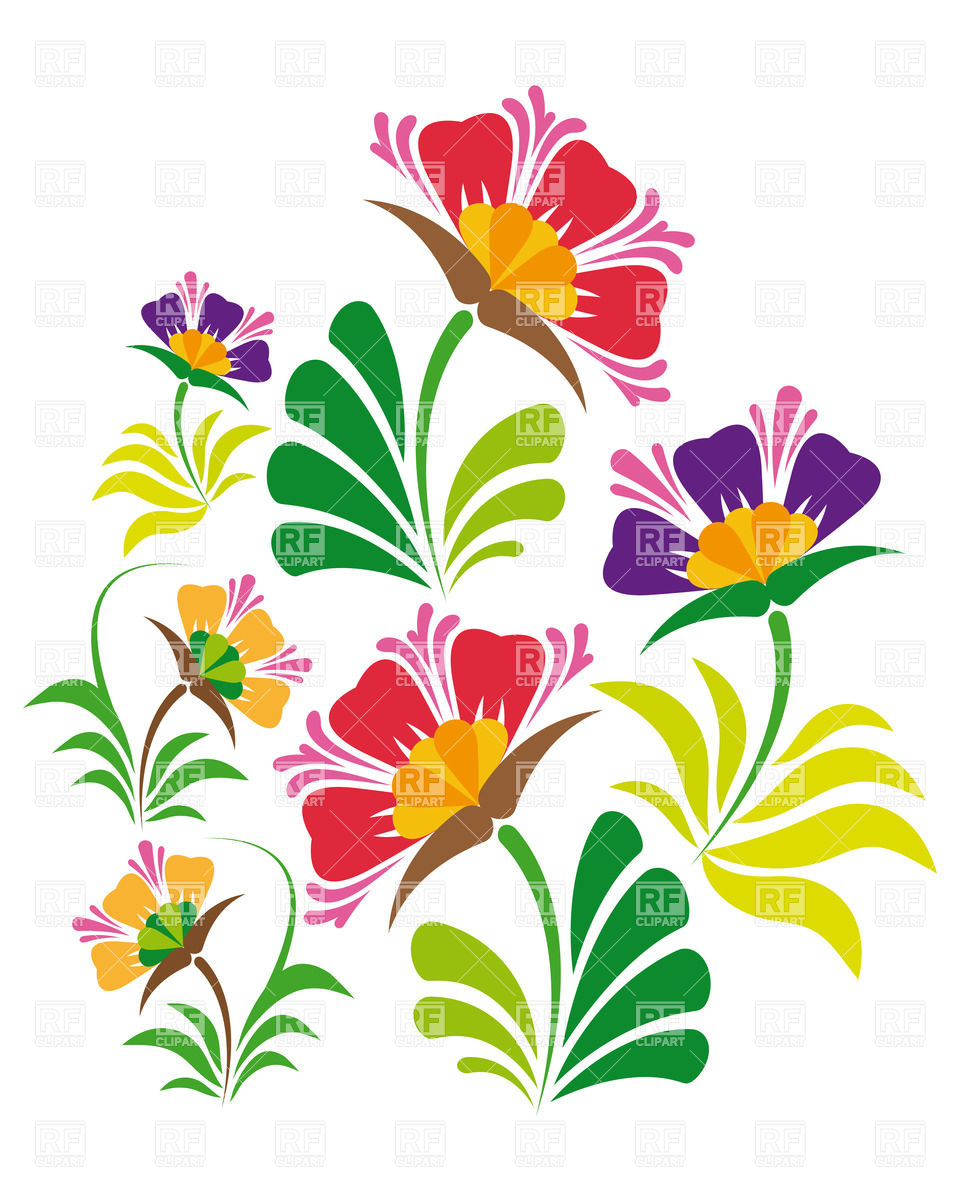 960x1200 Decorative Flower Set Royalty Free Vector Clip Art Image