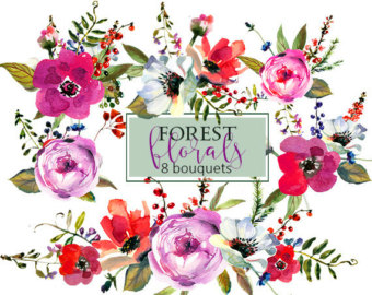 340x270 Pink Watercolor Flowers Peonies Clipart Wedding Floral