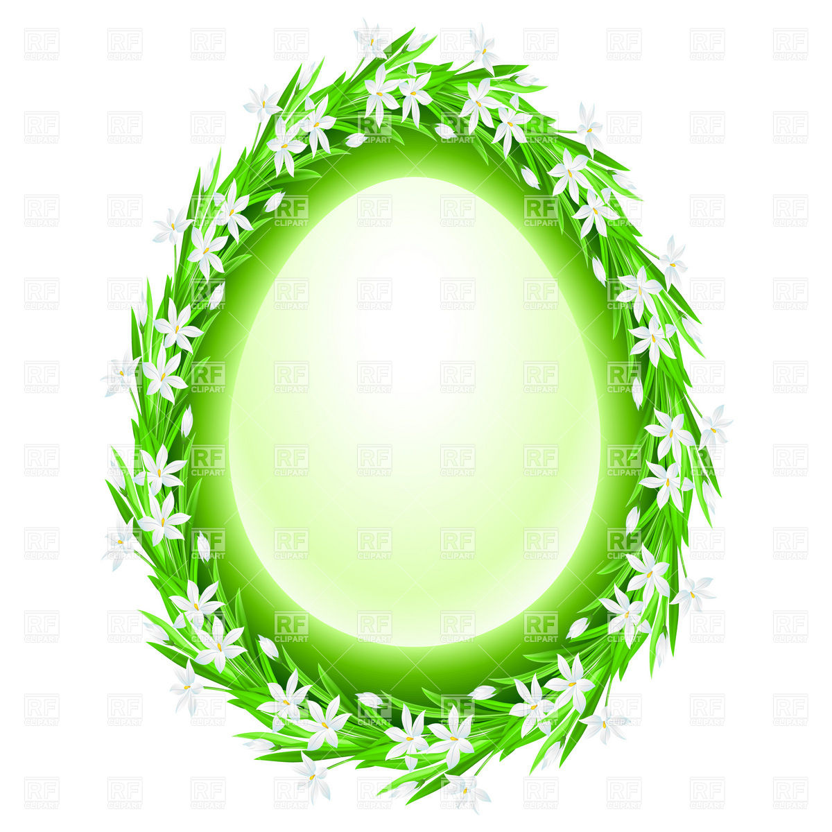 1200x1200 Spring Egg Shape Flower Frame Royalty Free Vector Clip Art Image