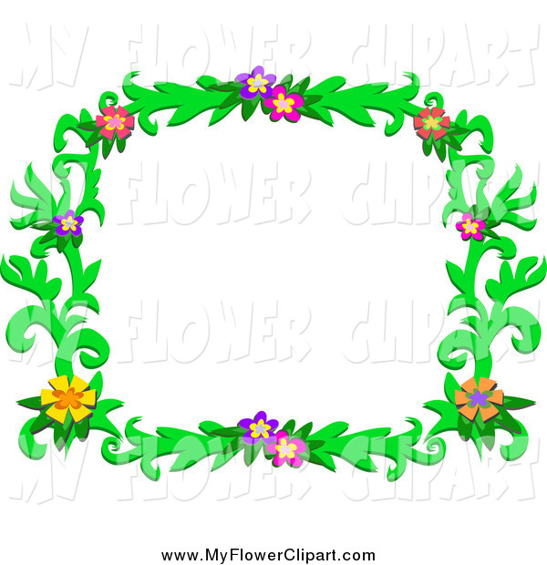 600x620 Clip Art Of A Floral Frame With Colorful Flowers By Bpearth