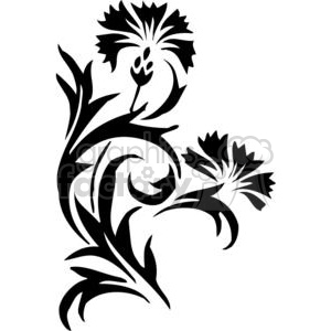 300x300 Royalty Free 02 Flowers Bw 380143 Vector Clip Art Image