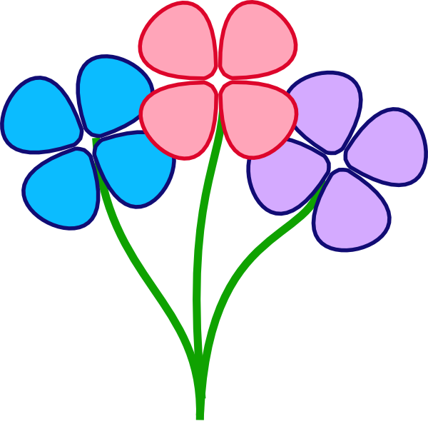 600x594 Three Pretty Flowers Clip Art