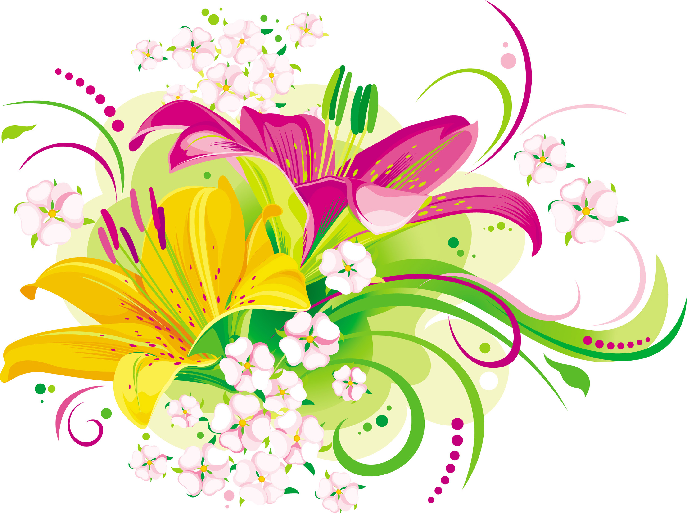 2900x2171 Vector Butterfly Lilies X And Little Flowers Wallpaper High Hight