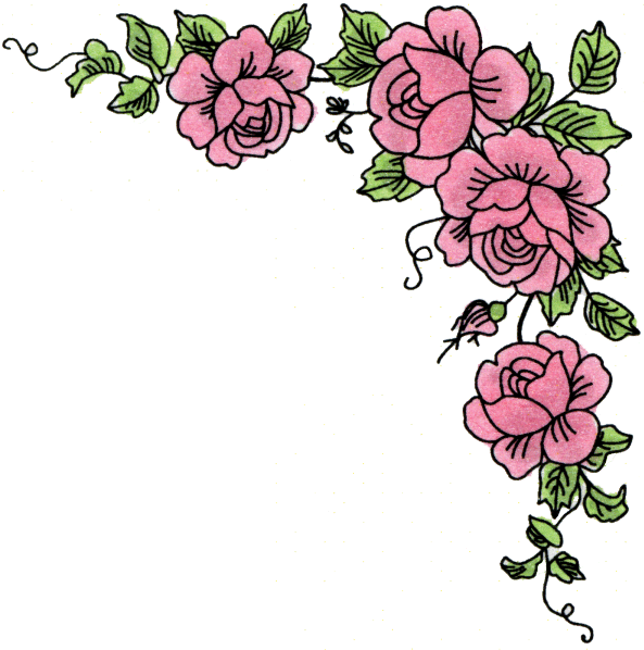 593x598 Vintage Rose Corners Clipart