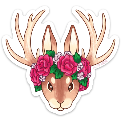 393x393 Jackalope Flower Crown Vinyl Sticker Megan Baehr