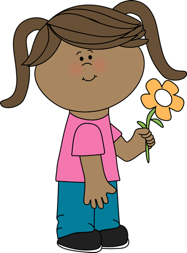 370x500 Girl Holding A Flower Clip Art
