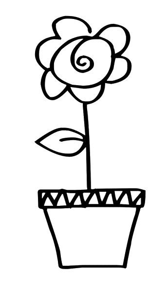 Flower Pot Clipart Black And White