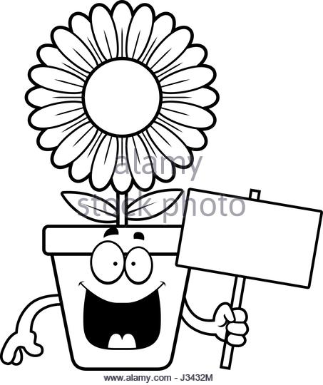 453x540 Illustration Cartoon Flower Pot Black And White Stock Photos