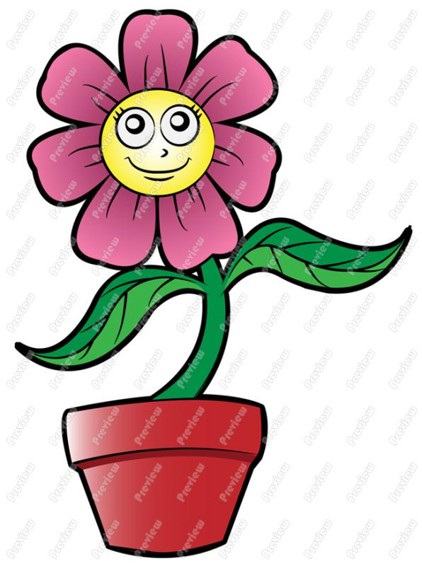 596x800 Flower In Pot Character Clip Art