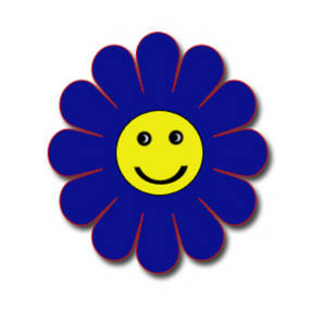300x300 Clipart Picture Of A Blue Flower With A Smiley Face